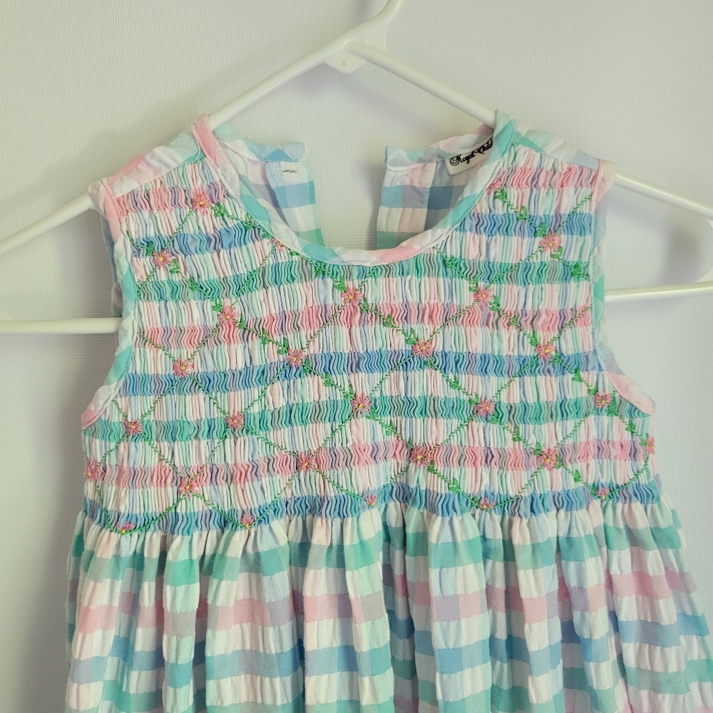 Royal Child Smocked Embroidered Sleeveless Romper Pants Sz 18m-24m - Picture 3 of 10
